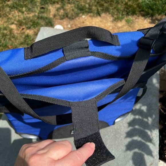Travel Stadium Chair 1669 Bleacher Concerts Folding Carry Strap Blue Mesh Pocket - Picture 11 of 15